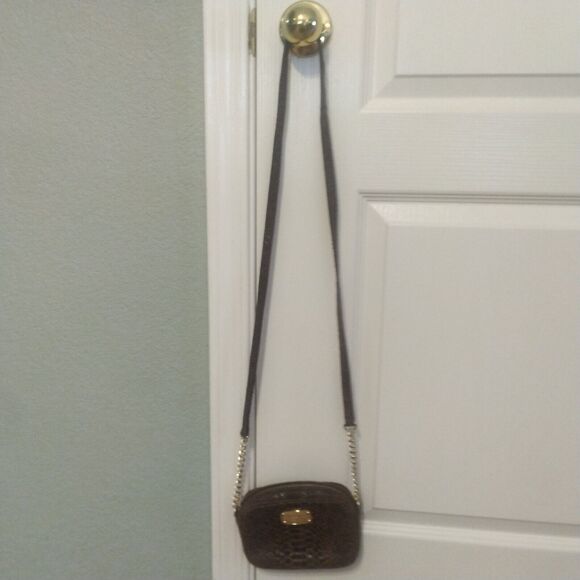 Michael Kors Women's Python Embossed Hamilton Leather Crossbody Brown Small - Picture 11 of 12